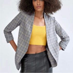 Babaton power blazer check grey 0